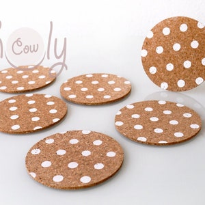 Set of Six Handmade Eco Friendly Circular Cork Coasters, Coaster Set, Natural Coasters, White Cork Coasters, Eco Coasters, FREE SHIPPING