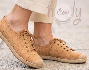 Eco Friendly Cork Vegan Moccasins Women's Shoes, Natural Footwear