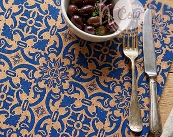 Tovagliette in sughero con motivo piastrelle portoghesi naturali, tovagliette in sughero ecologiche 40 cm x 30 cm, tovagliette in sughero, tovagliette ecologiche, SPEDIZIONE GRATUITA