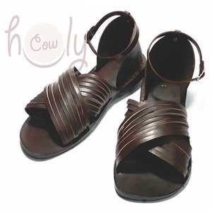 Handmade Brown Leather Sandals, Men&#39;s Sandals, Women&#39;s Sandals, Men&#39;s Leather Sandals, Leather Sandals Women, Roman Sandals, Hippie Sandals