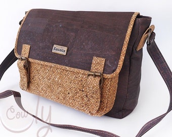 Handmade Large Eco Friendly Brown Vegan Shoulder Bag Made From Cork