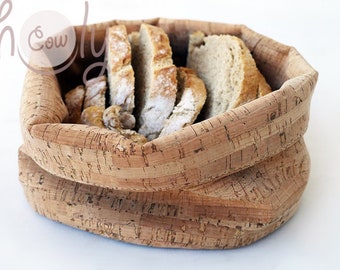 Handmade Eco Friendly Natural Bread or Food Baskets Made From Cork Available In Small And Large Sizes, Organic Food Storage, FREE SHIPPING