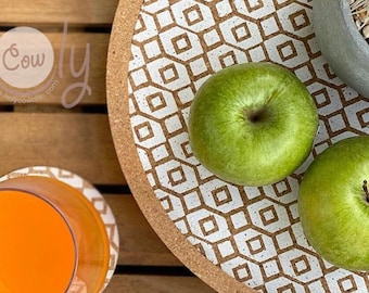 Tovagliette circolari in sughero naturale, ecologiche e fatte a mano, di grandi dimensioni, con un diametro di 35 cm, tovagliette in sughero naturale, tovaglietta rustica, tovagliette in sughero