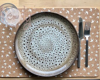 Natural Eco Friendly Large Cork Rectangular Bird Placemats 44cm x 30cm, Natural Placemats, Rustic Placemats, Cork Placemats, FREE SHIPPING