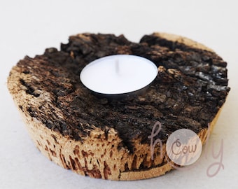 Handmade Eco Friendly Tea Light Candle Holder, Cork Candle Holder, Rustic Candle Holder, Natural Candle Holder, Eco Friendly Candle Holder