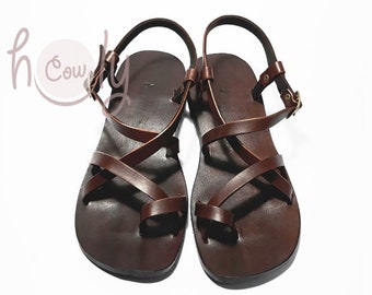 Handmade Brown Leather Sandals, Mens Sandals, Womens Sandals, Mens Leather Sandals, Leather Sandals Women, Mens Brown Sandals, Roman Sandals