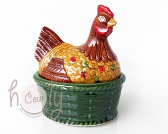 Hand Painted Colorful Ceramic Chicken Holder