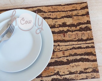 Set Of Rectangular Large Natural Eco Friendly Cork Placemats, Rustic Placemats, Cork Placemats, Eco Friendly Placemats, FREE SHIPPING