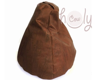 Handgemachte umweltfreundliche naturbelassene kleine braune Bohnentasche für Kinder aus Kork, Eco Bean Bag, Korkbohnentasche, kleines Pouf für Kinder, Kostenloser Versand