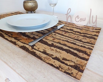 Set Of Rectangular Extra Large Natural Eco Friendly Cork Placemats, Rustic Placemats, Cork Placemats, Eco Friendly Placemats, FREE SHIPPING