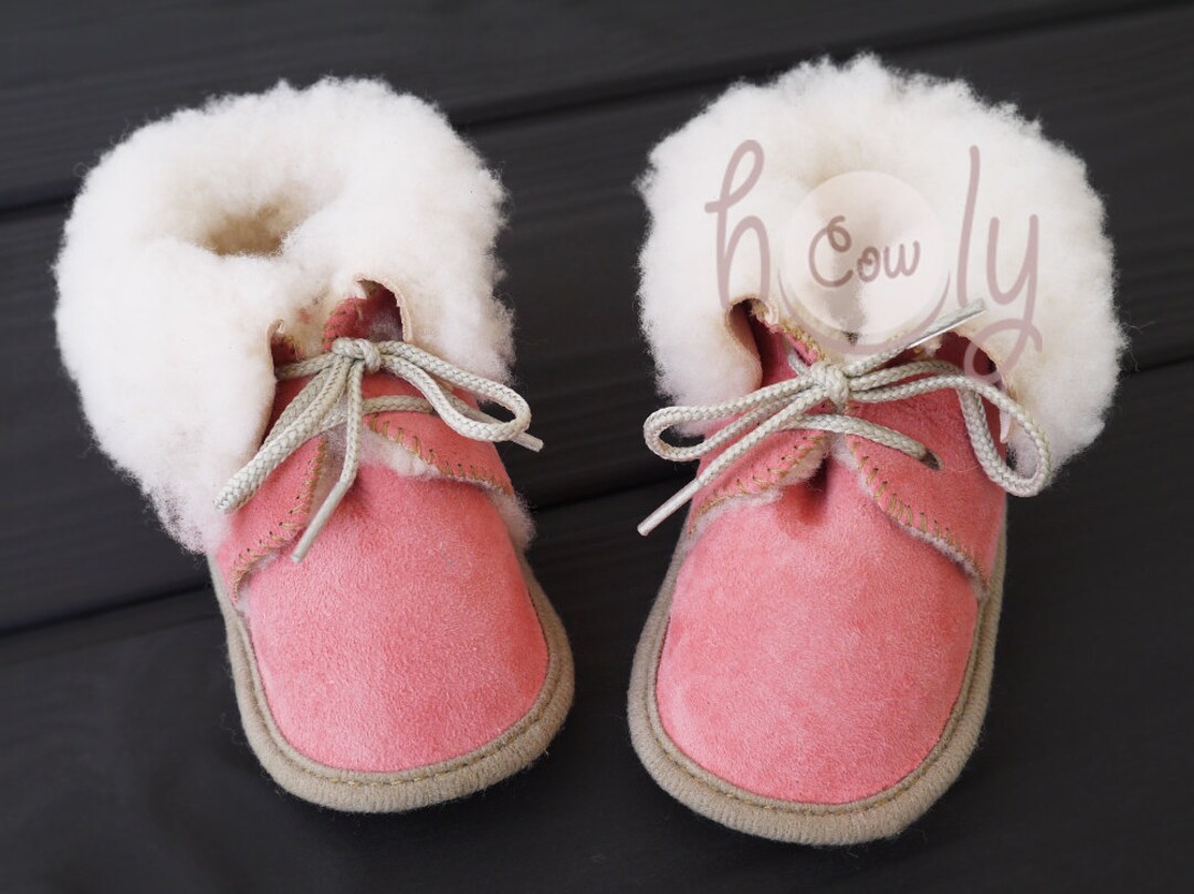 Handmade Pink Sheepskin Baby Boots Pink Baby Boots Pink Etsy