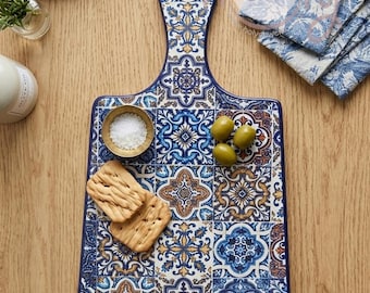 Handmade Ceramic Platter With Decorative Portuguese Tiles