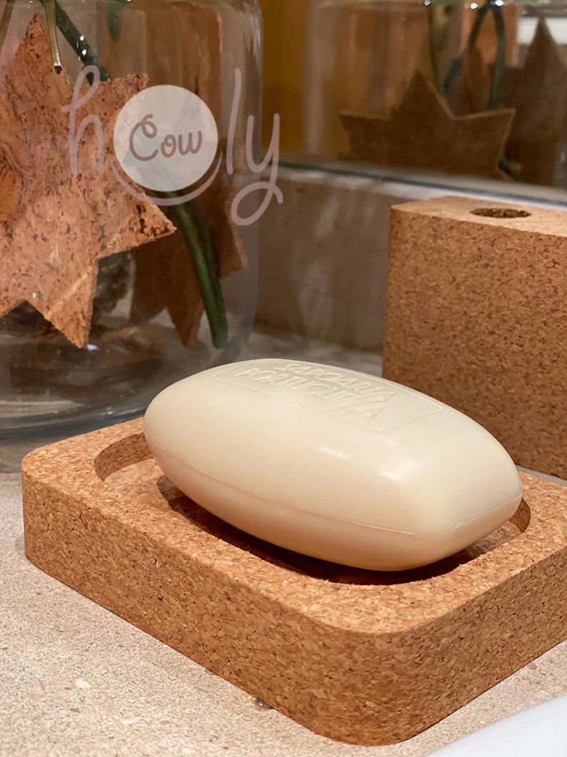 holycowchic Cork Toothbrush Holder and Soap Dish