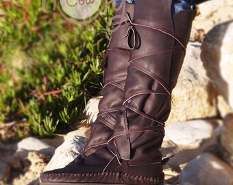 Adult Knee-high Boot Dark Brown Shoes Cosplay Boots 