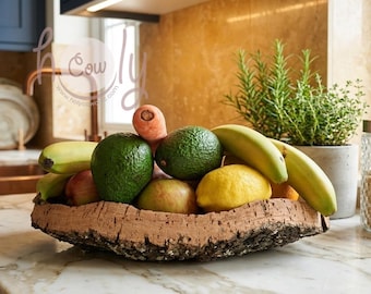 Large Natural Cork Bark Bowl, Rustic Eco Fruit Bowl, Portugal Handmade Home Decor