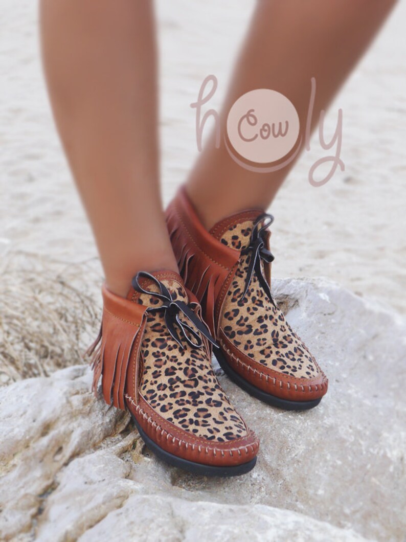 Hand Stitched Brown Leather Moccasins Brown Moccasin Boots Etsy