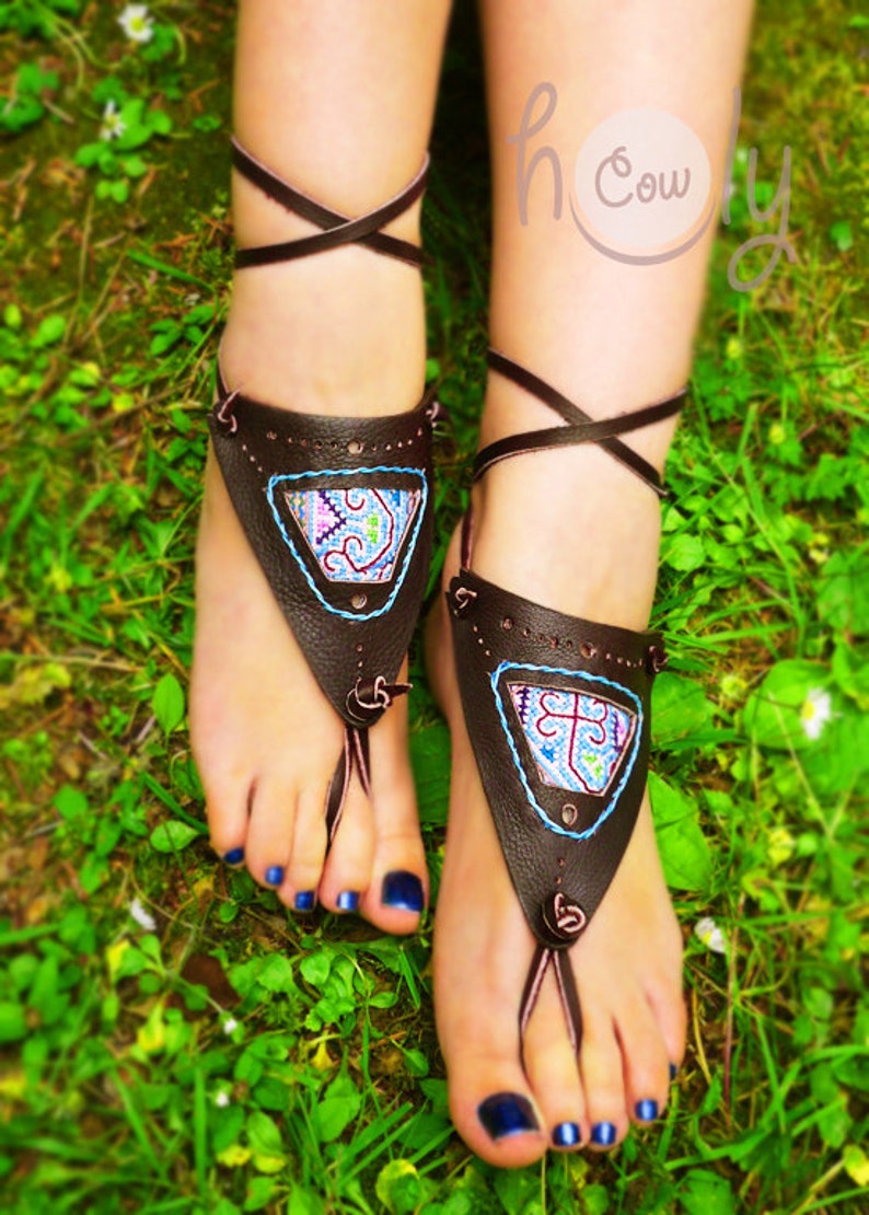 Handmade Tribal Hmong Barefoot Sandals, Leather Sandals, Barefoot Sandals, Mens Sandals, Womens Sandals, Mens Leather Sandals, Yoga Sandals image 5