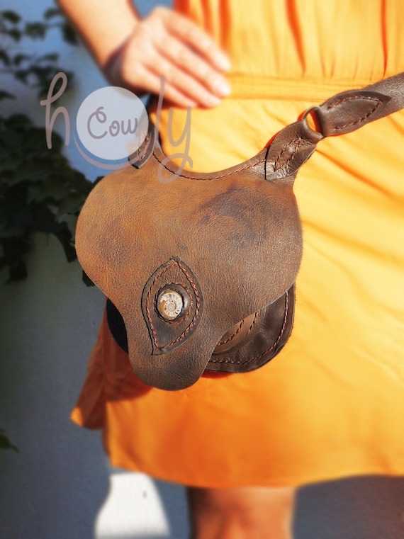 Hand Stitched Brown Leather Belt Bag 
