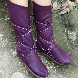 Purple Leather Moccasins, Moccasins Women, Moccasins, Moccasins Men, Moccasin Boots, Womens Moccasins, Leather Moccasins, Womens Boots image 3