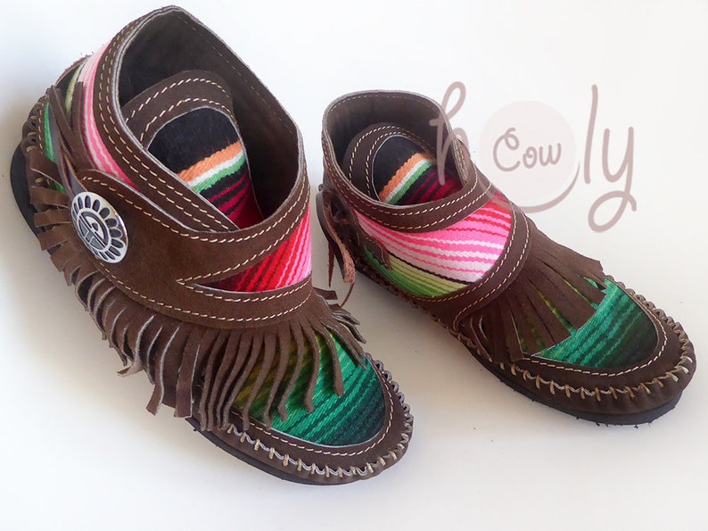 Brown Leather Serape Moccasins Moccasin Boots Womens | Etsy