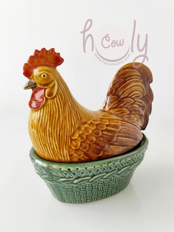 手描きのカラフルな陶器製ニワトリ型卵ホルダー（大型） - Etsy 日本