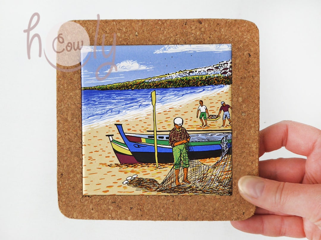 Decorative Ceramic Hot Pot Holder With Cork Backing, Hot Dish Holder