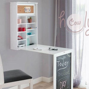 Mesa de pared de esquina para el hogar, escritorio de hojas colgantes en  forma de L, organizador de espacio de trabajo, mesa plegable/escritorio de