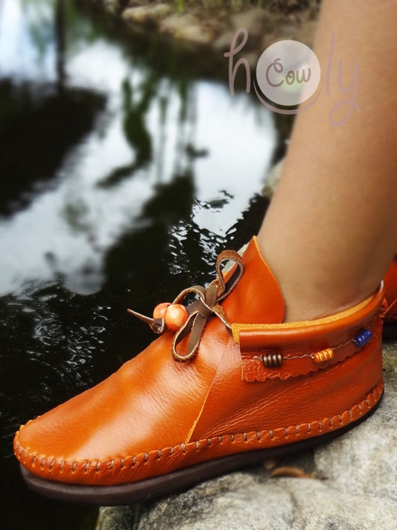 orange moccasins