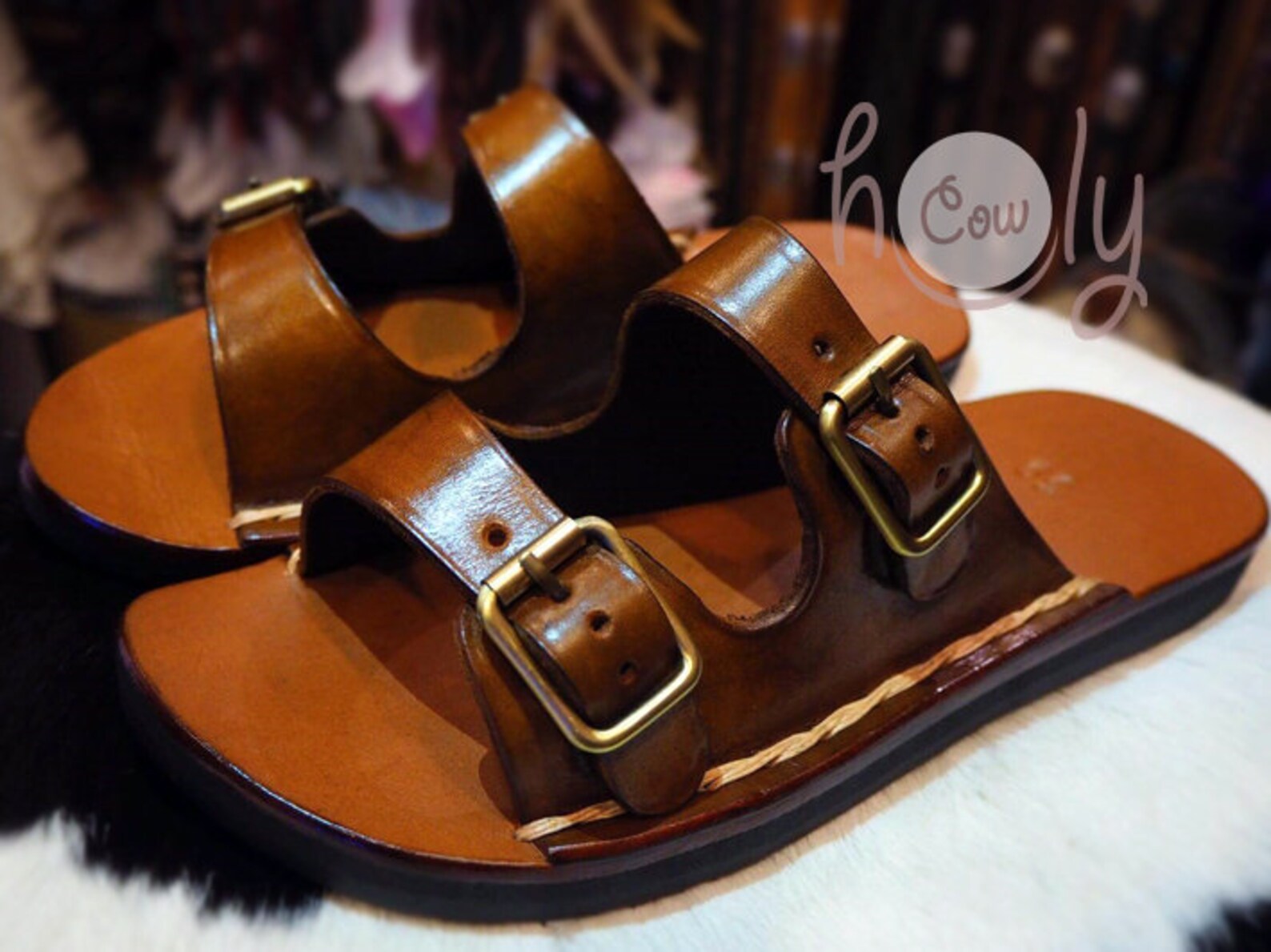 mens brown sandals leather
