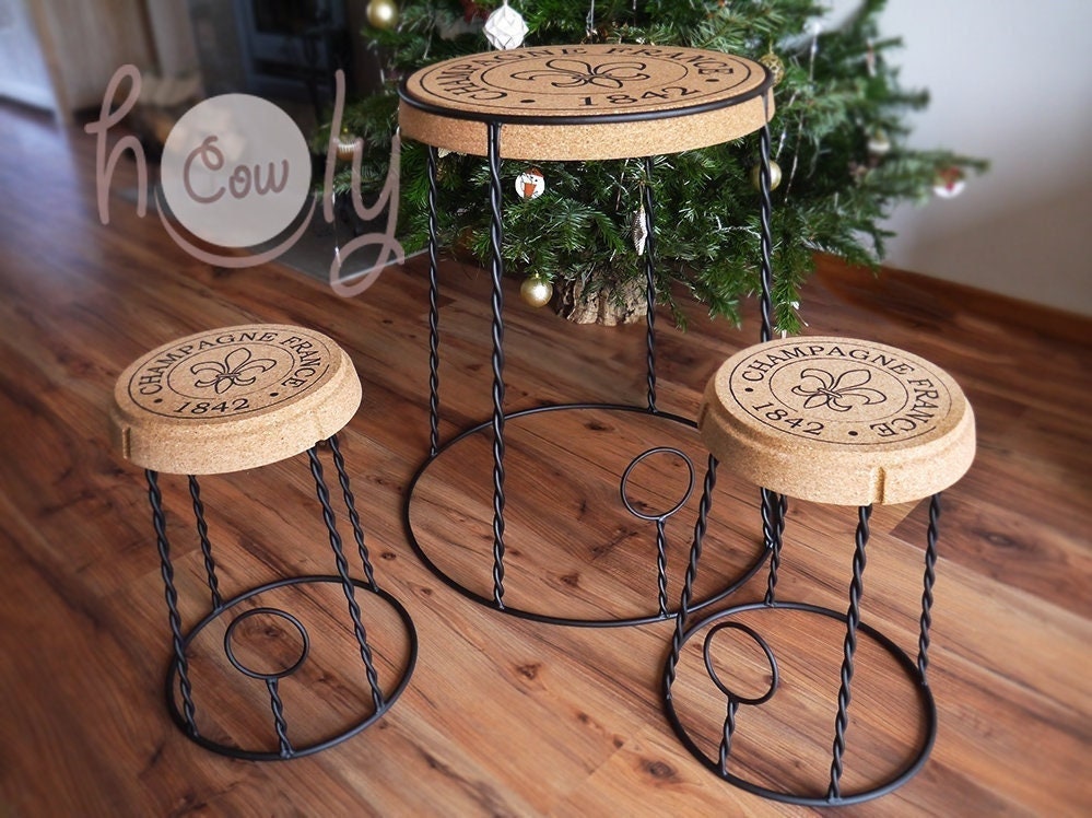 Champagne Tables and Champagne Stools Made From Eco Friendly Cork