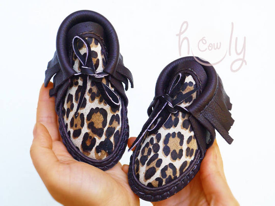 Mocassin Pour Bébé En Cuir Léopard