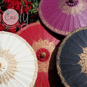 Hand Painted Waterproof Parasols Available In All Colors With FREE Umbrella Bag, Wedding Parasols, Festival Parasols, FREE Shipping