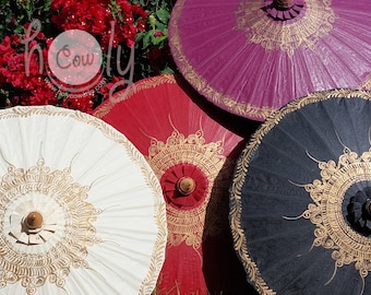 Hand Painted Waterproof Parasols Available In All Colors With FREE Umbrella Bag, Wedding Parasols, Festival Parasols, FREE Shipping