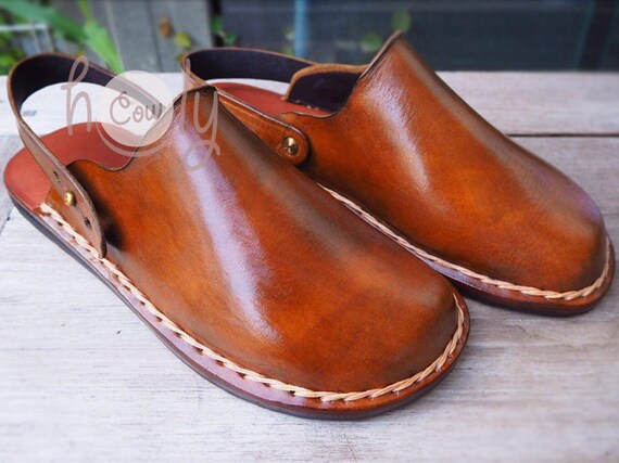 Sandalias de cuero cosidas a mano Sandalias de cuero marrón | Etsy México