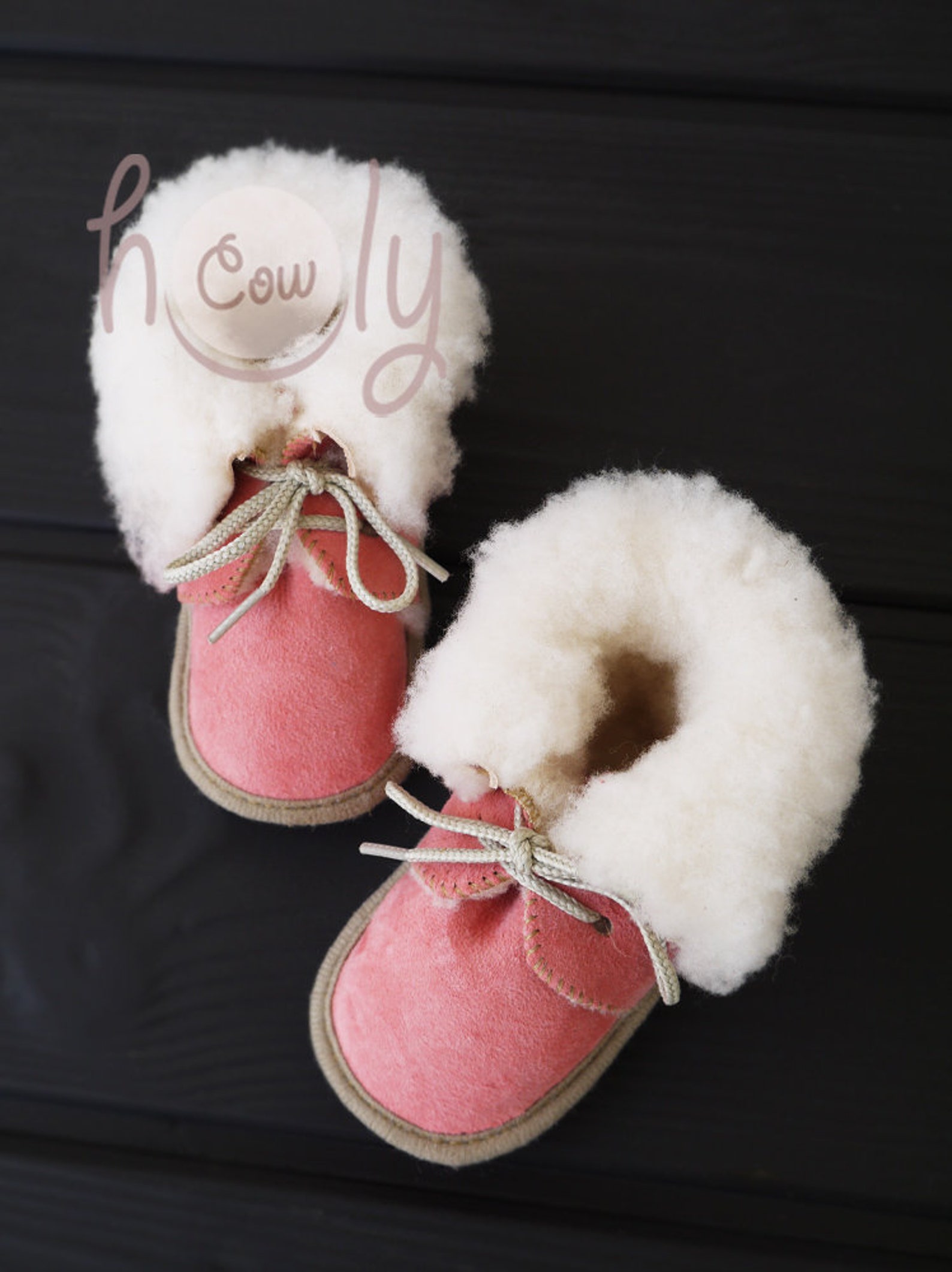Handmade Pink Sheepskin Baby Boots Pink Baby Boots Pink Etsy