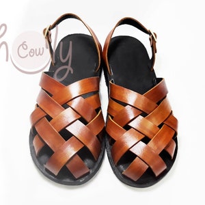 Handmade Brown Leather Sandals, Men's Sandals, Women's Sandals, Men's Leather Sandals, Leather Sandals Women, Roman Sandals, Hippie Sandals