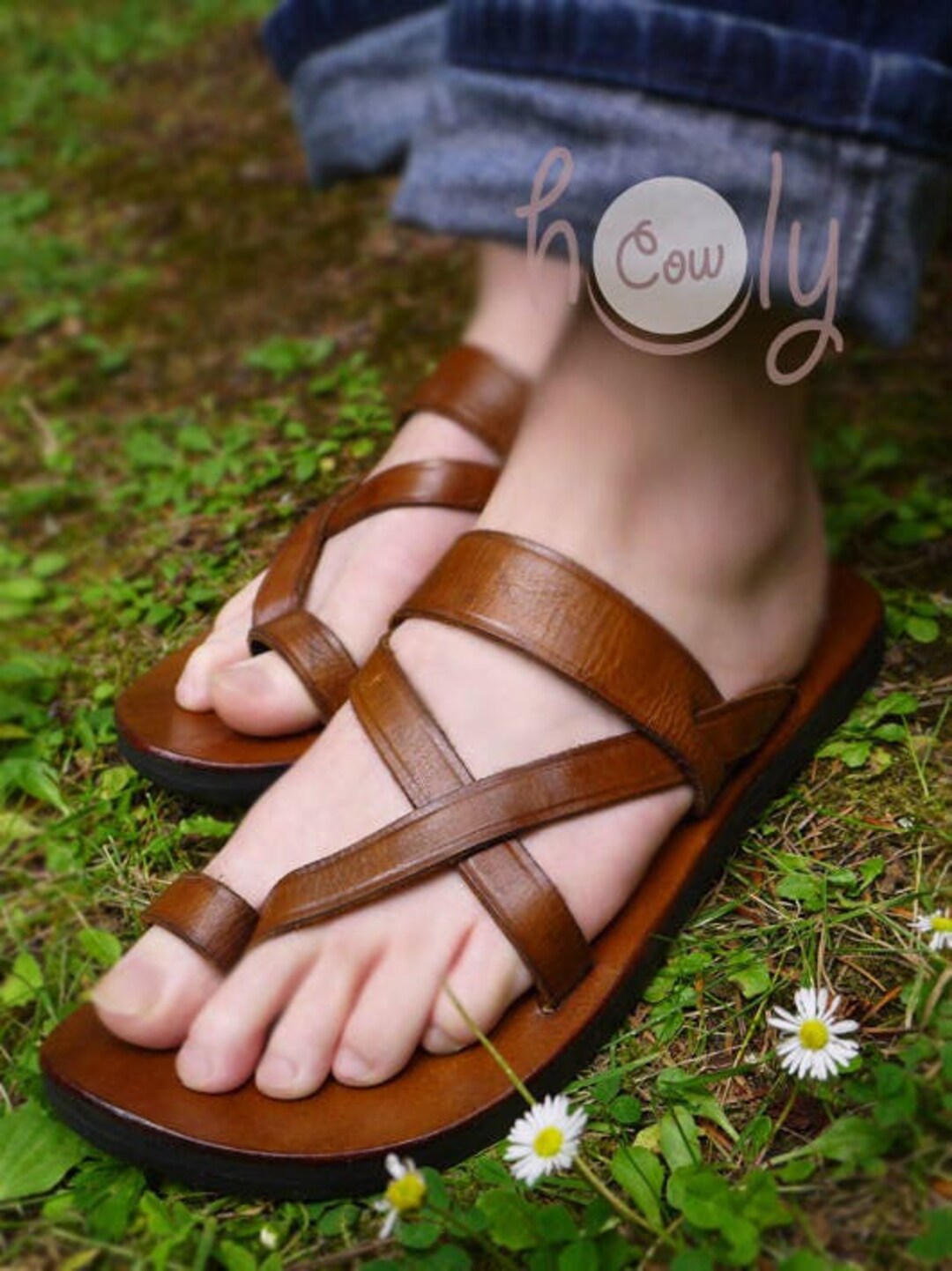 Custom leather best sale flip flops