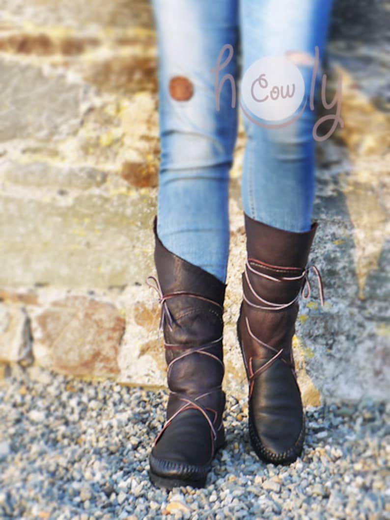 handmade leather moccasin boots