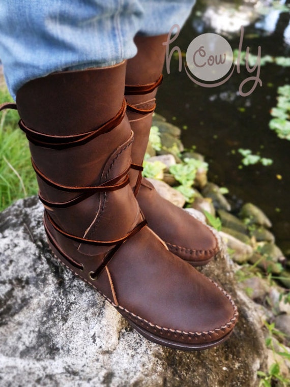 Brown Leather Moccasins, Mens Moccasins, Womens Moccasins, Womens