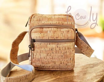 Cork Crossbody Bag, Eco Friendly Shoulder Bag, Handmade Cork Purse with Adjustable Strap, Sustainable Everyday Bag, FREE SHIPPING