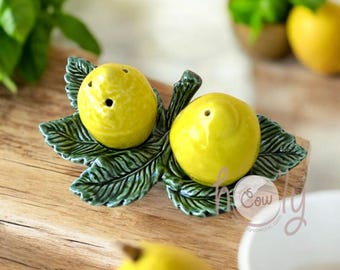 Handmade Ceramic Salt And Pepper Shaker Set, Lemon Salt And Pepper Shaker Set, Salt Pepper Shakers, Pottery Salt Shaker, Handmade Pottery