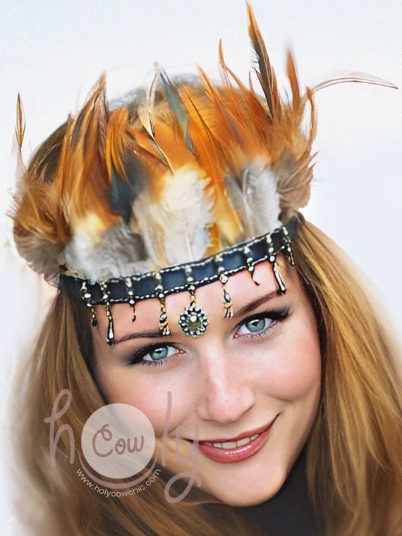 Handmade Feather Headband, Headband, Feather headdress, Hippie Feather Headband, festival headband, Gypsy Headband, Headdress, FREE SHIPPING