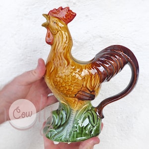 Hand Painted Colorful Ceramic Chicken Rooster Jug