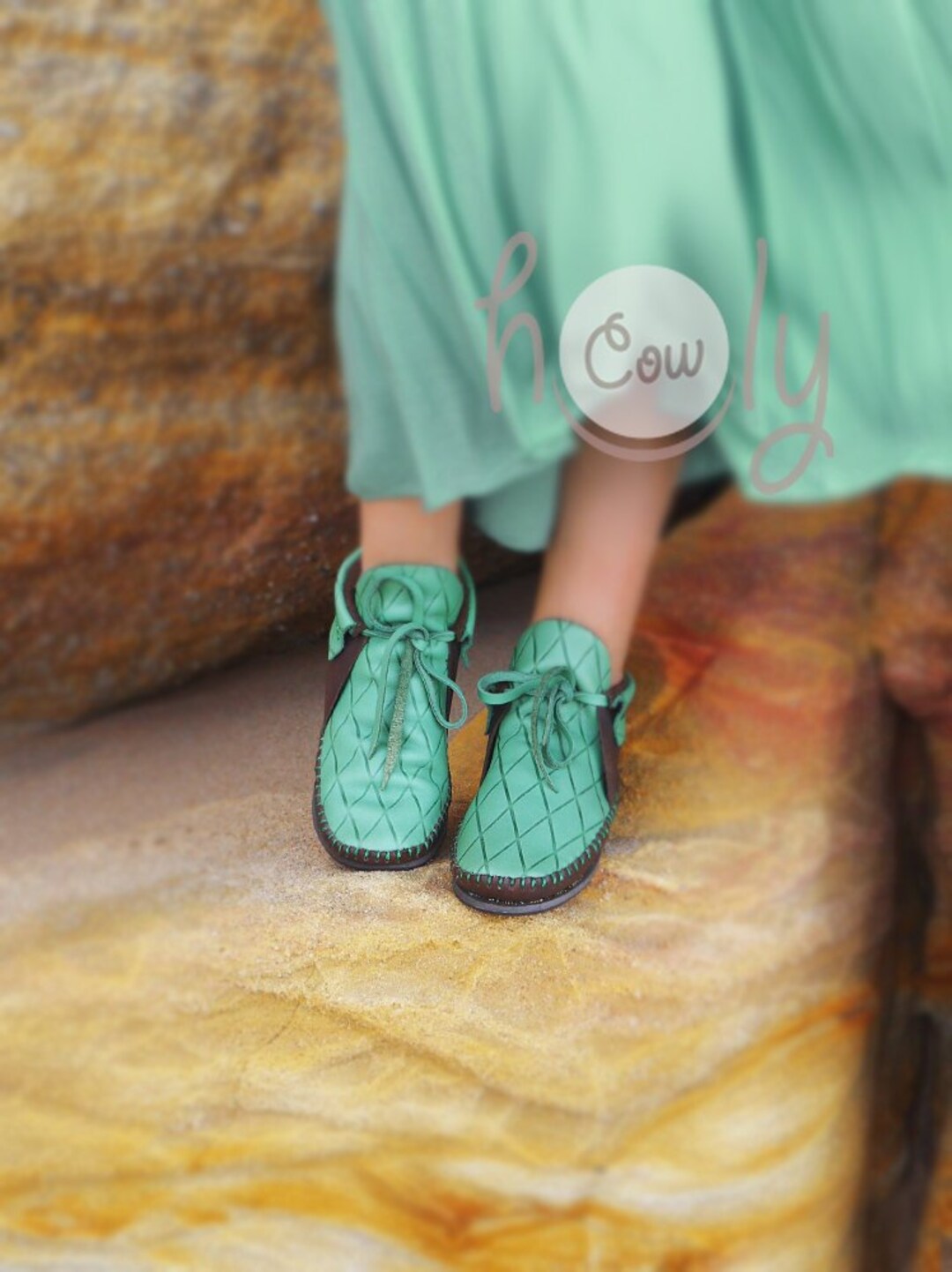 Size 41 Cloth Moccasins Green Deers main image 0