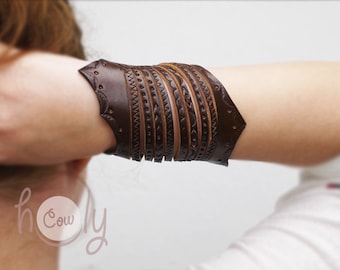 Handmade Brown Leather Bracelet, Tribal Bracelet. Hippie Bracelet, Ethnic Bracelet, Boho Bracelet, Leather Bracelet, Womens Bracelet,