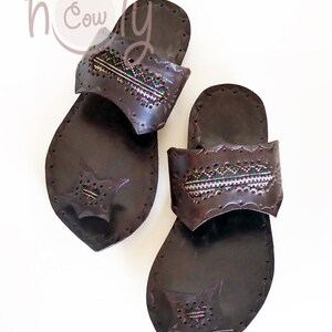 Dark Brown Leather Tribal Sandals Handmade Sandals Womens - Etsy