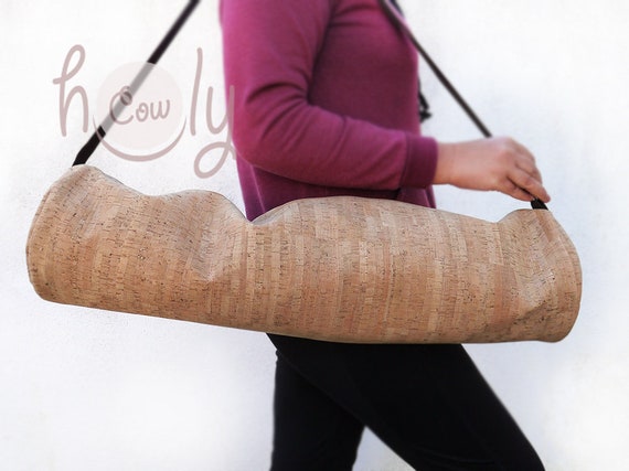 Natural Large Eco Friendly Vegan Cork Yoga Mat Bag With an