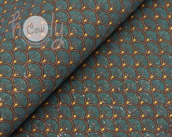 Natural Portuguese Fans Pattern Vegan Cork Fabric Sheets 68 x 50cm or 138 x 100cm, Natural Vegan Leather Alternative, FREE SHIPPING