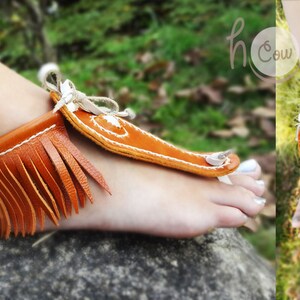 Hand Stitched Orange Leather Barefoot Sandals, Leather Sandals, Barefoot Sandals, Womens Sandals, Mens Sandals, Mens Sandals, Orange Sandals