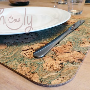 Natural Eco Friendly Large Green Cork Placemats 40cm x 30cm, Natural Placemats, Rustic Placemats, Cork Placemat, Eco Placemat, FREE SHIPPING
